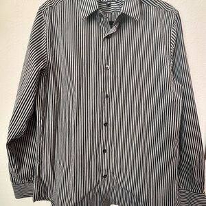 Express Black and White Pinstripe Classic Dress Shirt Medium